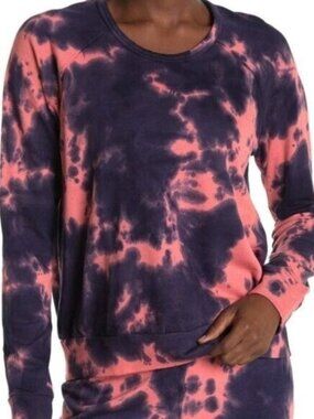 Sundry Tie Dye Crew Neck Sweatshirt Coral Pink Navy Blue 2